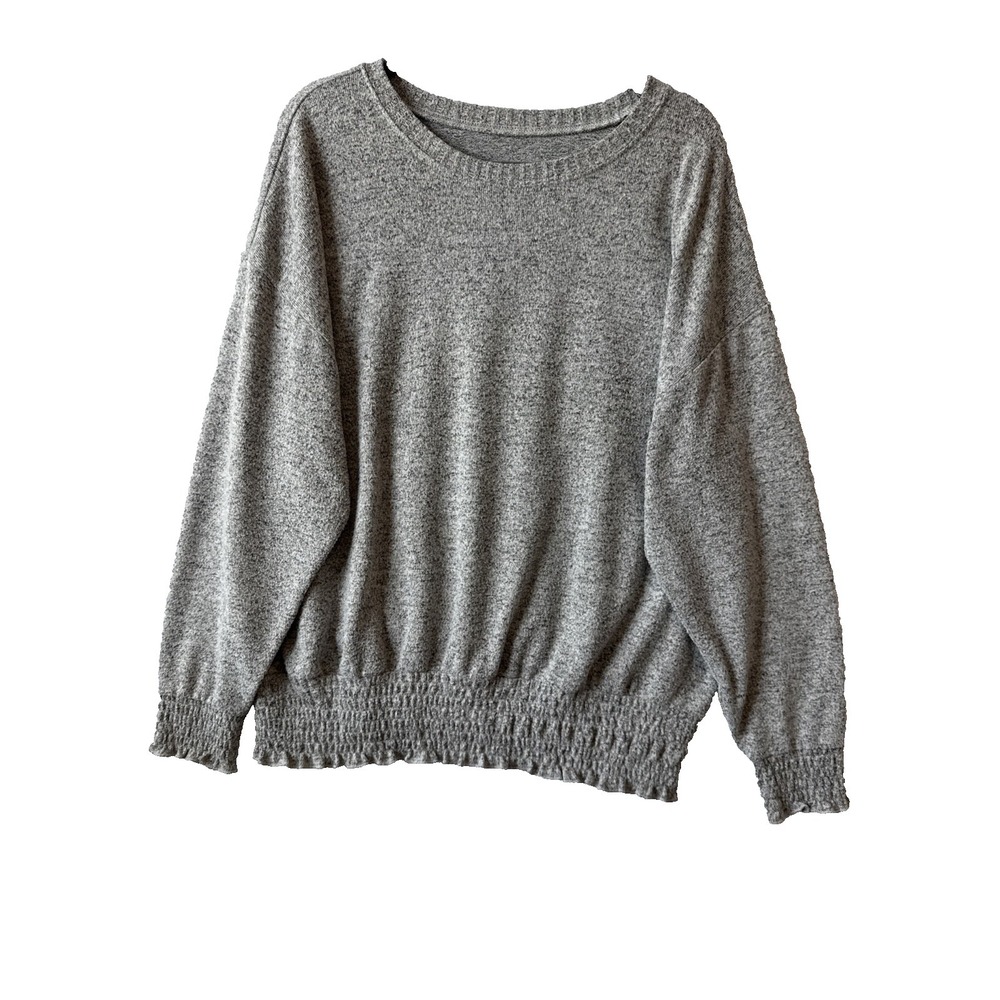 Torrid Super Soft Plush Shirred Long Sleeve Sweater Top 1X Cozy Casual Neutral